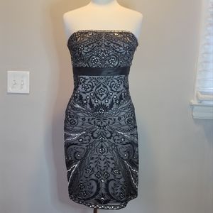 Strapless Beaded Embroidered Cocktail Dress